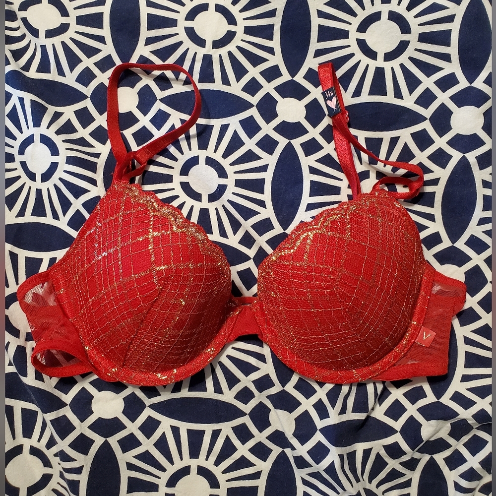 Victoria's Secret Red & Gold Push-Up Bra
